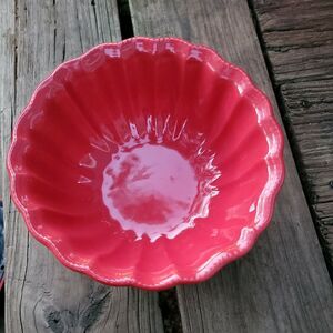 CERUTIL Stoneware 7” Red Fancy Fluted Bowl Casserole Food Mold EUC